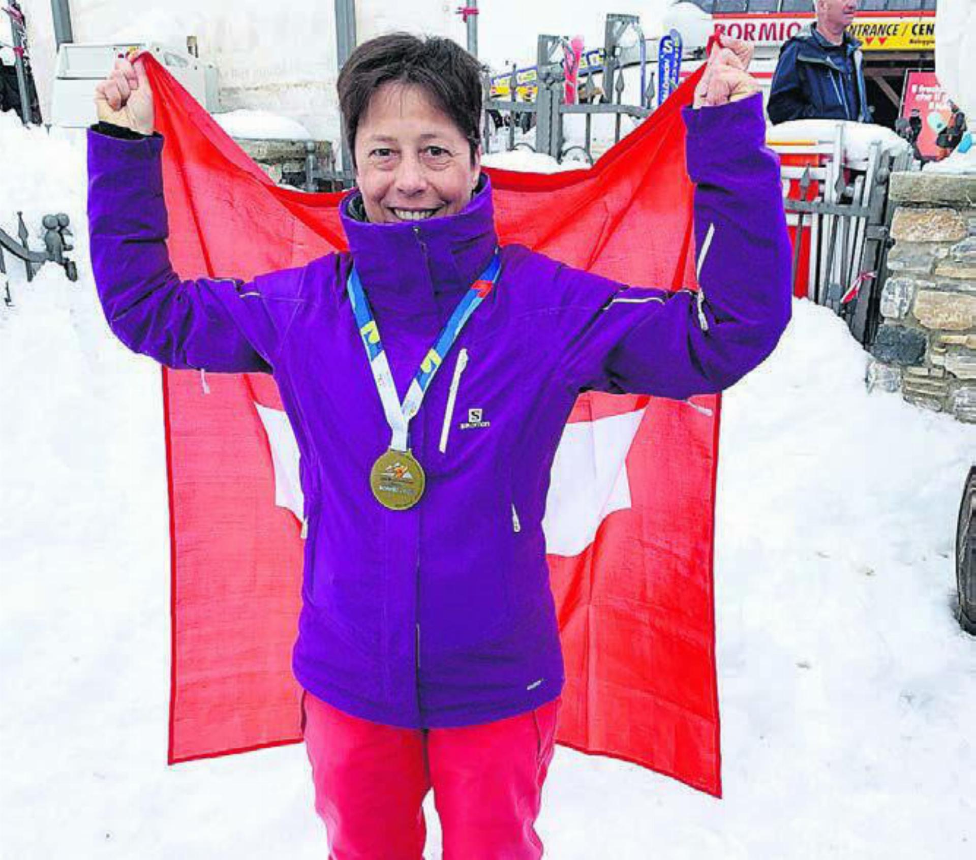 Die jubelnde Sandra Strebel an den World Transplant Winter Games. Bild: zg