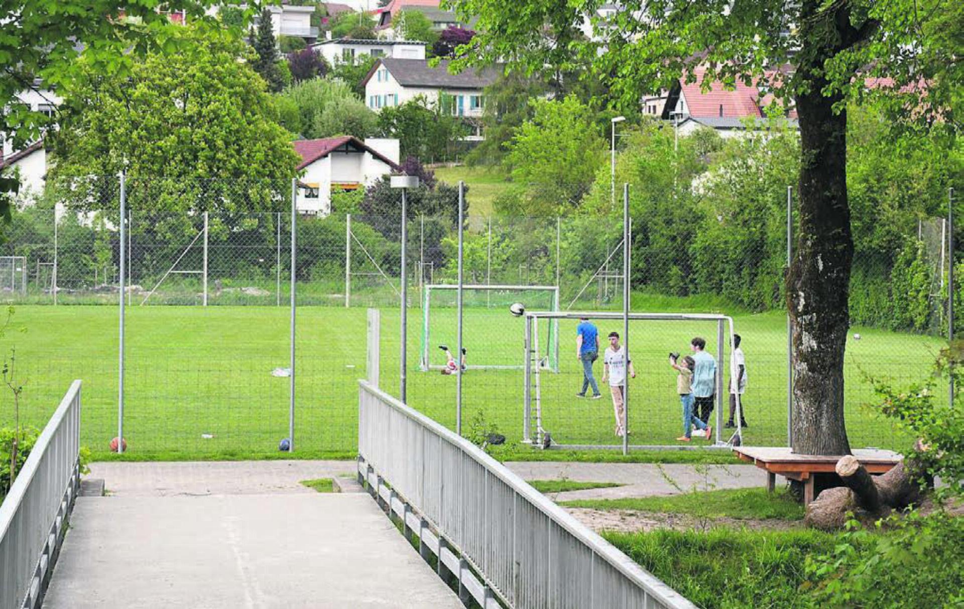 Geht es nach dem Gemeinderat, kommt ein neues Zyklus-1-Schulhaus beim Junkholz auf die jetzige grüne Spielwiese. Bild: Daniel Marti