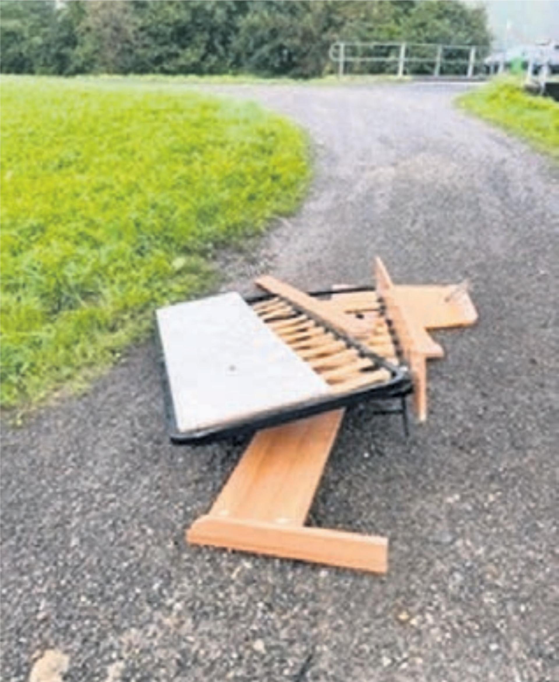 Lattenrost und Bett wurden beim Pumpwerk Vorder-Erlen entsorgt. Bild: gk