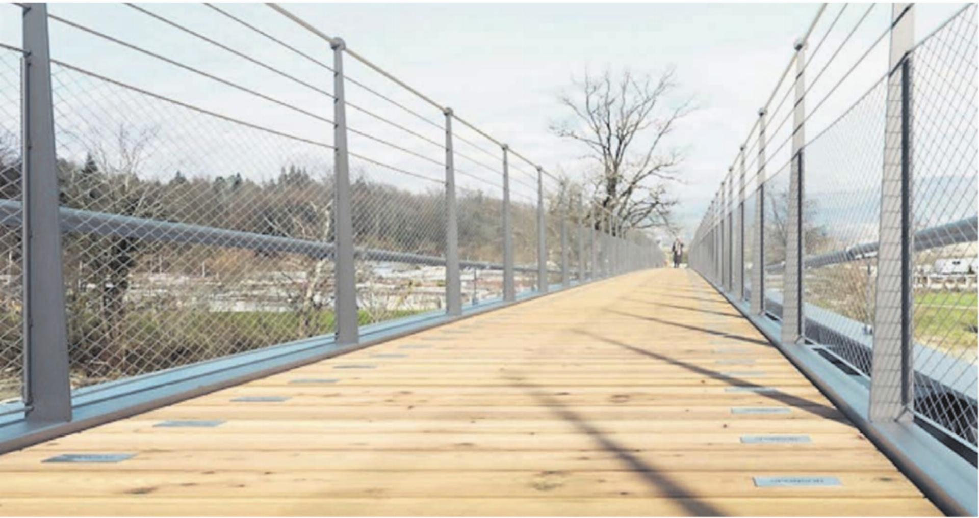 Unter anderem kann man mit einer Spende eine Gravur auf einer Holzbohle des Stegs erhalten. Bild: zg - Das Bild wird blockiert. – Möglicherweise durch einen aktiven Adblocker.