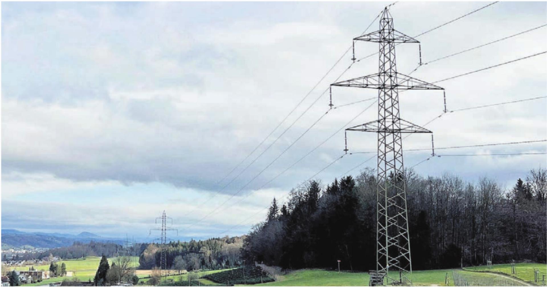 Gegen die geplante rund 19 Kilometer lange Hochspannungsleitung regt sich grosser Widerstand. Die riesigen Masten sollen verhindert werden. Deshalb wird eine Erdverkabelung gefordert. Bild: Archiv - Das Bild wird blockiert. – Möglicherweise durch einen aktiven Adblocker.