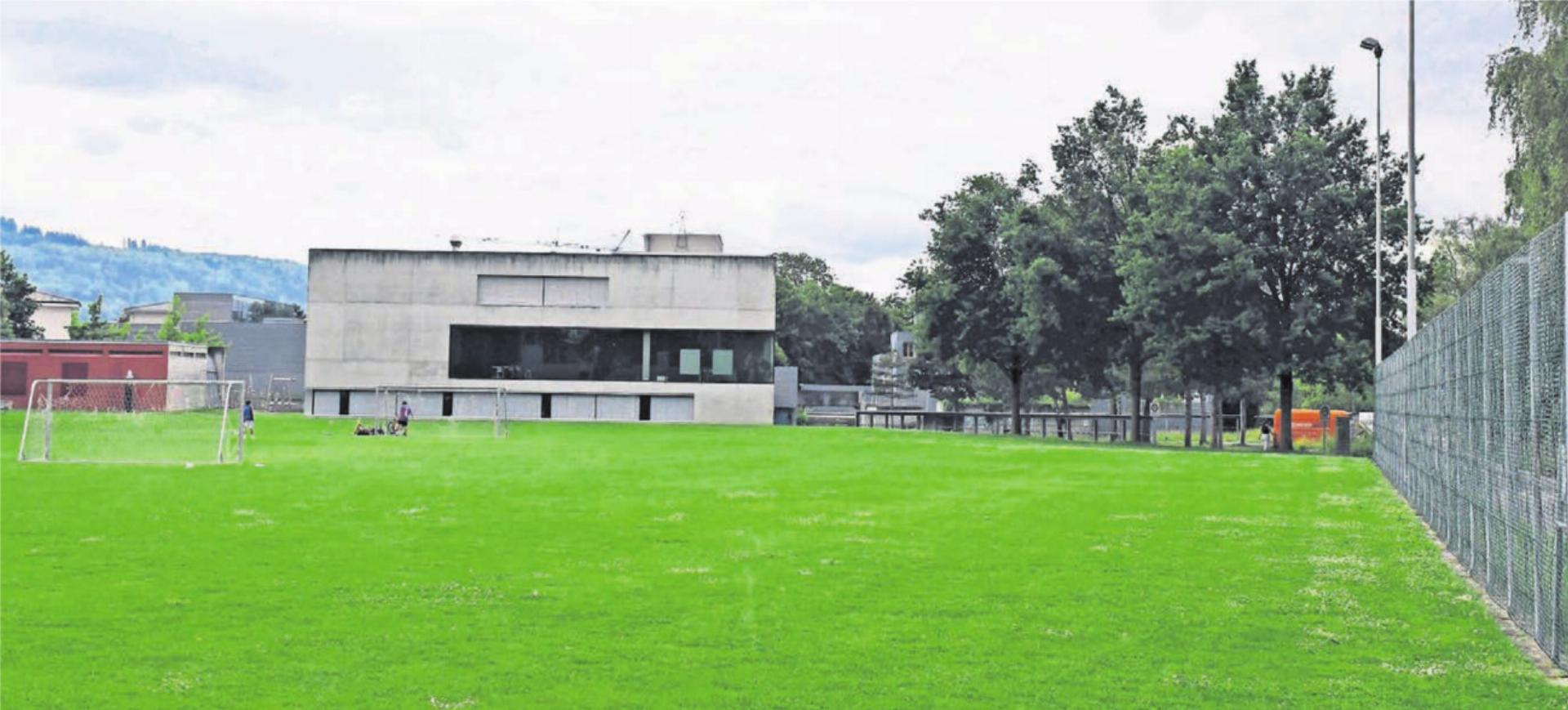 Hier auf der grünen Wiese neben dem Bünzmatt III plant der Gemeinderat den Bau eines neuen Schulhauses. Die SVP hat das Referendum dagegen ergriffen. Bild: Archiv