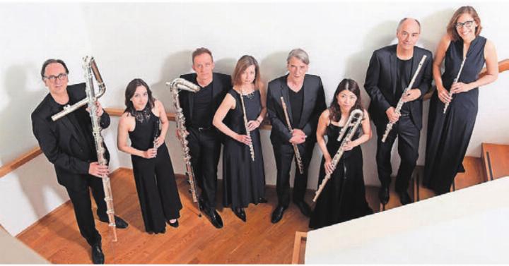 Das Flötenoktett «Les joueurs de flûte» spielt die gesamte Instrumentenpalette. Bild: zg