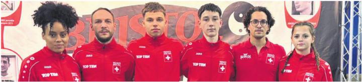 Die Wohler in Bristol: Stefanie Richner, Toni Lo Prete, Pascal Strebel, Jan Enzl, Danylo Mancari und Jana Luongo. Bilder: zg