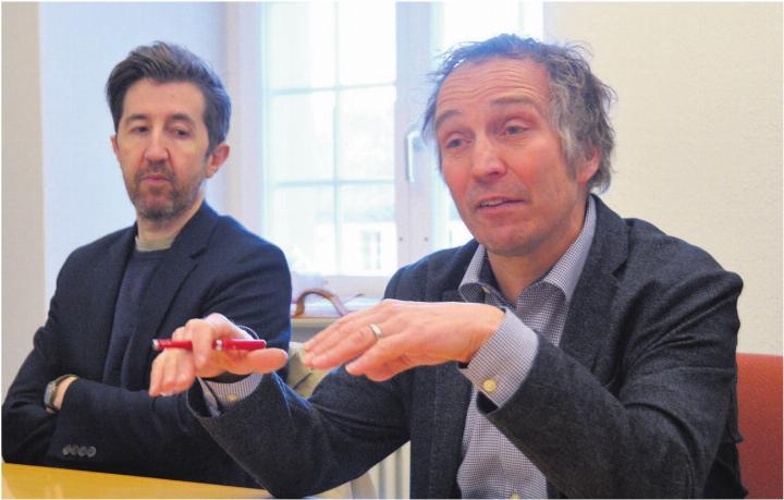 Genau ein Jahr vor dem grossen Jubiläum: Projektleiter Tobias Holzer (links) und Präsident Hans-Peter Budmiger berichten. Bild: Annemarie Keusch