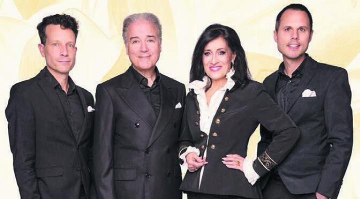 David Ruosch (Zweiter von links) und Christina Jaccard (Zweite von rechts) bringen zusammen mit Fridolin Blumer (rechts) und Andreas Wettstein den Gospel nach Boswil. Bild: zg