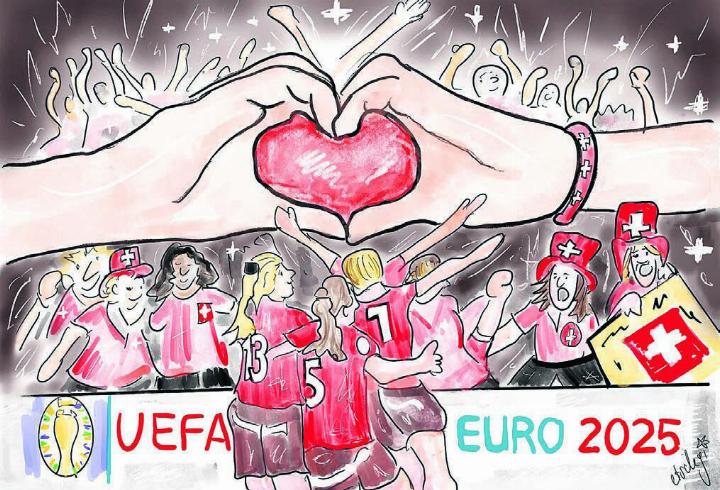 Für Karikaturistin «etschgi» ist der Ausgang des Spiels gegen Spanien nicht so wichtig. Sie sagt: «Egal. Die Schweiz und der Frauenfussball haben eh gewonnen.»