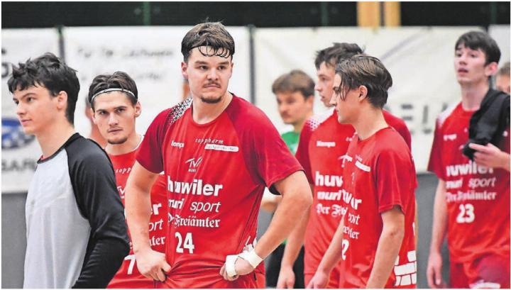 Lange Gesichter beim TV Muri. Bildmitte: Teamleader Noel Angehrn, der acht Tore (aus 15 Versuchen) erzielte. Bild: tvm