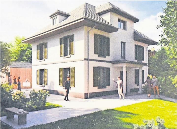 So hätte das Zivilstandsamt an der Bünzstrasse 3 im Park des Strohmuseums aussehen sollen. Für das Traulokal war ein Anbau geplant. Daran störte sich aber eine grosse Mehrheit der Ortsbürger. Visualisierung: Archiv So hätte das Zivilstandsamt an der Bünzstrasse 3 im Park des Strohmuseums aussehen sollen. Für das Traulokal war ein Anbau geplant. Daran störte sich aber eine grosse Mehrheit der Ortsbürger. Visualisierung: Archiv