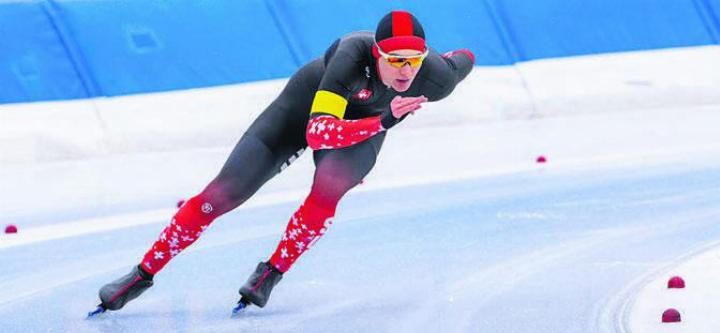 Gibt Vollgas im Eisschnelllauf: Nico Berger. Bild: zg