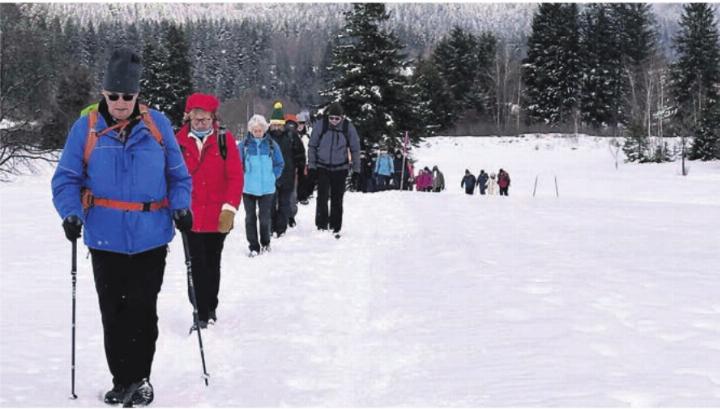 Die erste Wanderung des Jahres führte durch das Hochmoor von Rothenthurm, welches sich zu diesem Zeitpunkt noch schneebedeckt präsentierte. Bild: zg