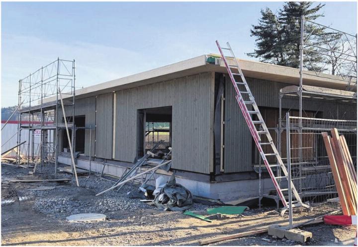 Aussenansicht des neuen Doppelkindergartens Farn.