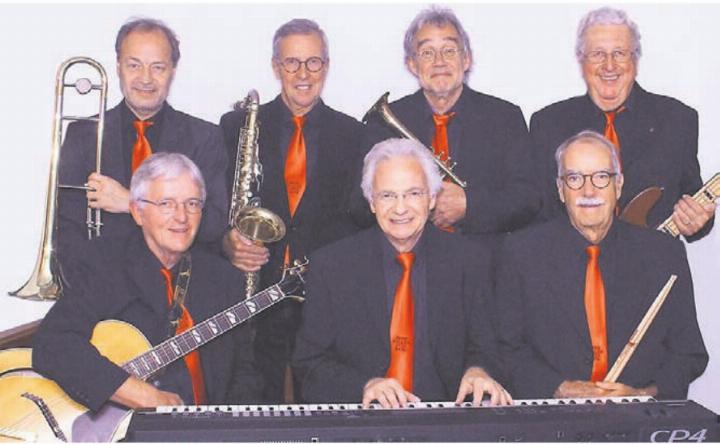 Die Herb Miller Jazz Band: Herb Müller, Piano, Gesang; Markus Hächler, Trompete; Jürg Morgenthaler, Klarinette, Saxofon; John Service, Posaune; Heinz Gysin, Gitarre, Banjo; Rolf Eichenberger, Bass, und Daniel Hofmann, Schlagzeug. Bild: zg