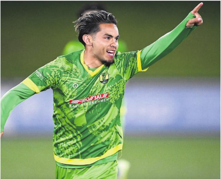 Der Mutscheller Devin Baumann sorgt für den Ausgleich.    Bild: Alexander Wagner