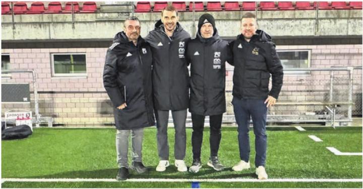Arbeiten weiter beim FC Muri zusammen (von links): SPIKO Jimmy Sagri, Sportchef Alessio Passerini, Trainer Alain Schultz und Präsident Michael Stadelmann. Bild: zg