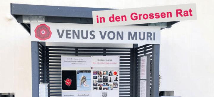 Im Venus-Pavillon im Klosterhof werden die Kandidatinnen des Bezirks Muri nochmals sichtbar gemacht. Bild: zg