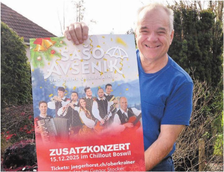 «Saso Avsenik und seine Oberkrainer» geben heuer ein Schweizer Konzert – dank Gregor Stocker in Boswil. Bild: Annemarie Keusch