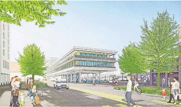 So könnten der neue Busbahnhof und die Zürcherstrasse frühestens 2030 aussehen. Bilder: Sabrina Salm / zg
