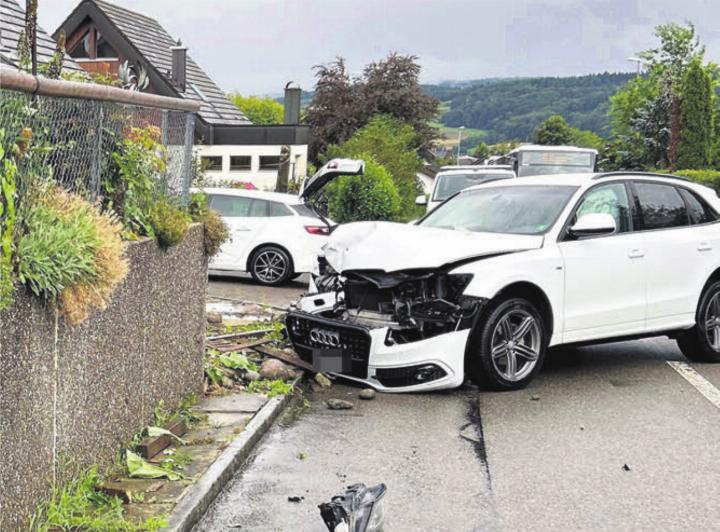 Verletzt wurde niemand. Auto und Zaun wurden aber stark beschädigt. Bild: pz