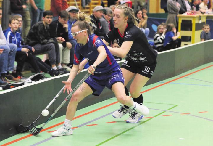 Künftig eine Königslöwin. Bremgartens Fiona Alfeld (rechts) im Aufstiegsspiel gegen Reinach. Nachdem die Frauen neu in der NLB spielen, gleist der Verein seine gesamte Juniorenausbildung neu auf. Bild: Archiv/jl