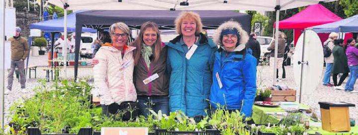 Sie informieren und beraten zugunsten «Natur findet Stadt» (v. l.): Margrit Haller, Beatrice Beer, Esther Clausen und Christina Cotti. Bild: zg