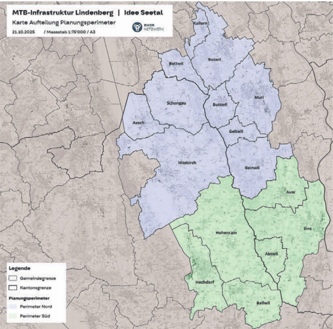Der kantonsübergreifende Planungsperimeter mit den involvierten Gemeinden. Der kantonsübergreifende Planungsperimeter mit den involvierten Gemeinden.