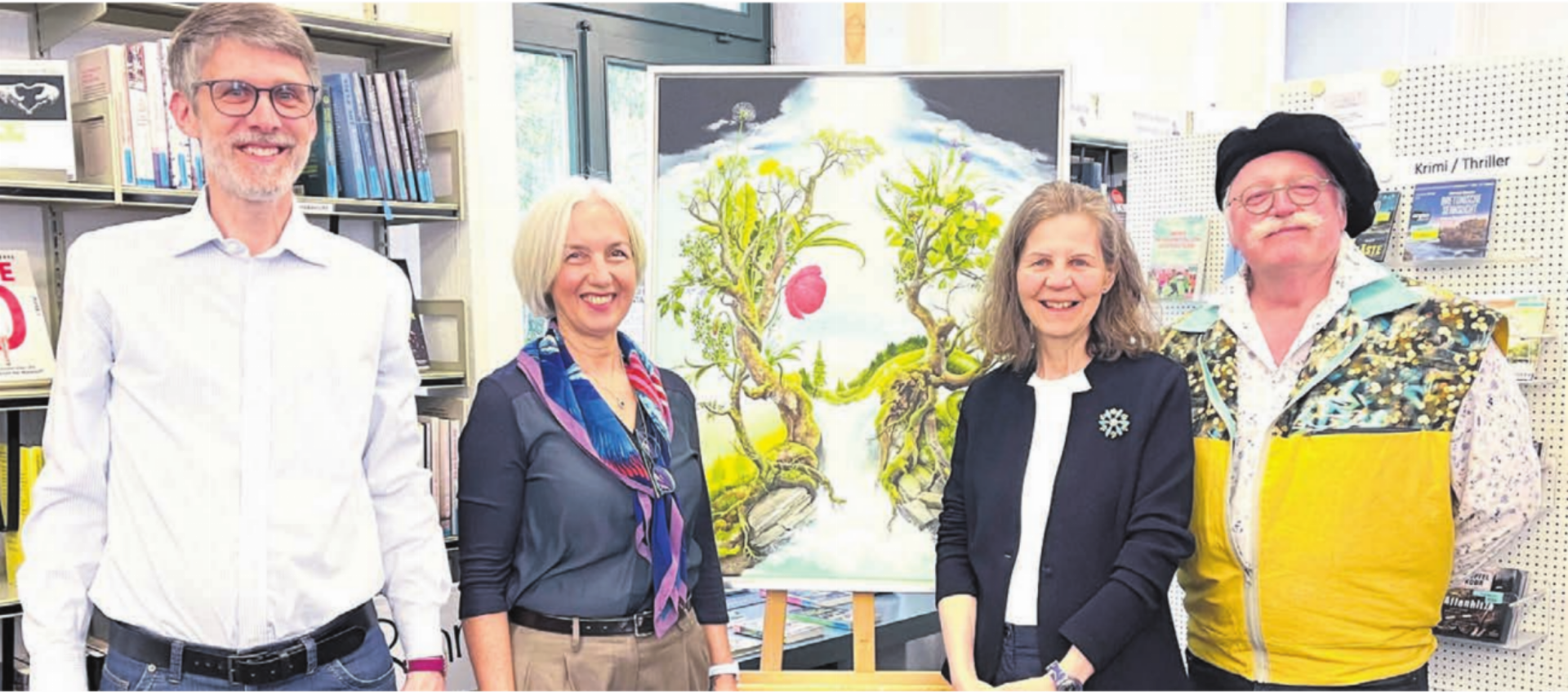Vernissage der besonderen Art mit Künstler-Ehepaar und Kunstkommissions-Präsidium (v. l.): Robert Keller, Helene Röhrig, Verena Schütz und Kunstmaler Carl-W. Röhrig. - Das Bild wird blockiert. – Möglicherweise durch einen aktiven Adblocker.