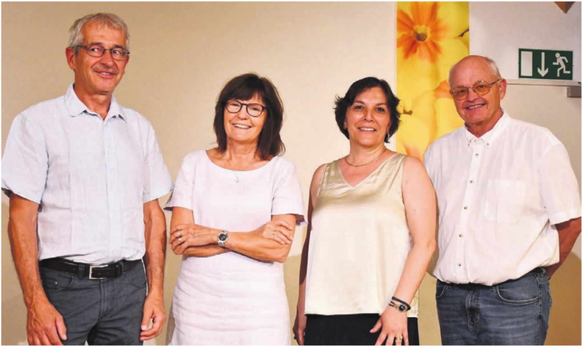 Stehen mit viel Engagement für den Verein ein (v. l.): Präsident Georg Merki, Jubilarin Erna Aerne, Geschäftsführerin Lalita Wild und Andrea Duschén (scheidender Präsident). Bild: Monica Rast - Das Bild wird blockiert. – Möglicherweise durch einen aktiven Adblocker.