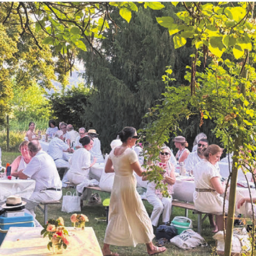 Picknicker trotzen der Hitze - Die Teilnehmerinnen und Teilnehmer genossen einen ebenso gemütlichen wie informativen Anlass in wunderbarer Umgebung. Bild: zg